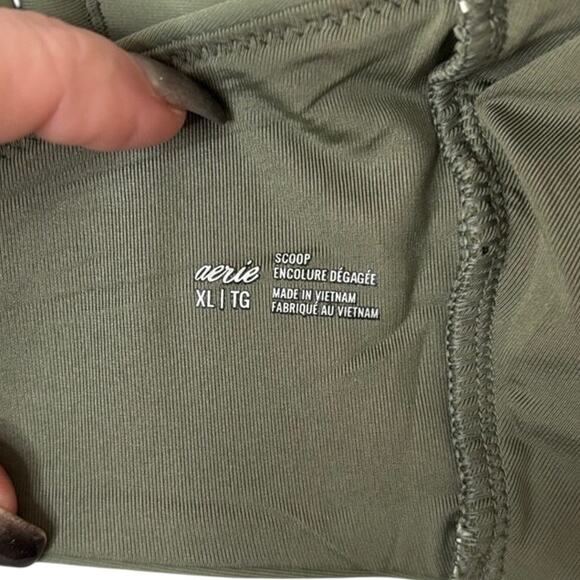 Aerie Olive Scoop Bikini Top XL NWT Adjustable Swim Bralette - Picture 4 of 5